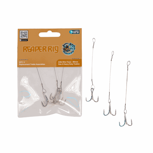 44lb 80mm treble hook assemblies pack of 3 for fishing baits