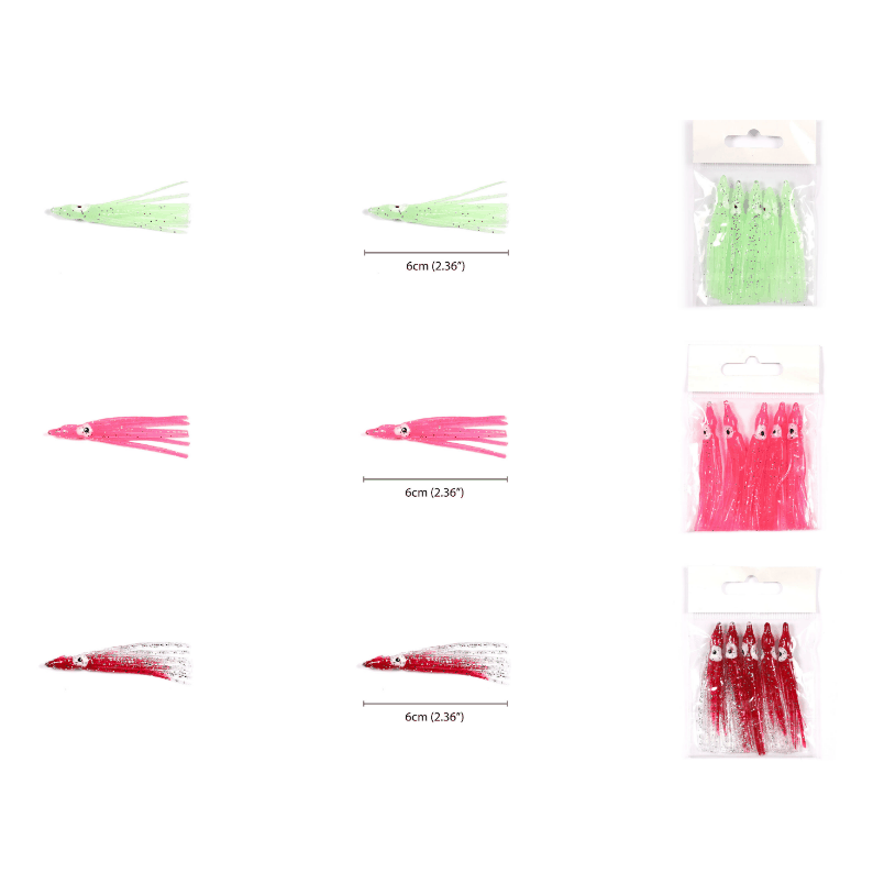 Reaper Rig Skirts skirts in pink, lumo, red/silver colors, 6cm each, pack of 5.